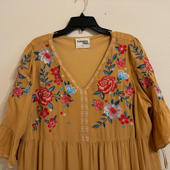 Savanna Jane EMBROIDERED BABYDOLL DRESS, MARIGOLD - Picture 5 of 12